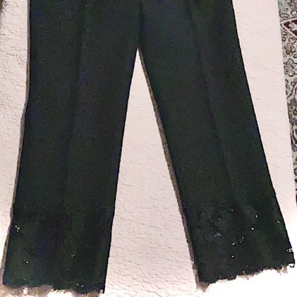 Ann Taylor NEW black pants w lace hem ; size 4.  27” in seam.  NWOT; beautiful